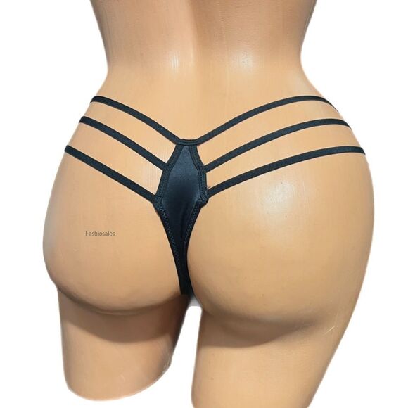 Victoria's Secret Other - Victoria’s Secret Sexy Strappy back mesh Lace thong panty Black Medium